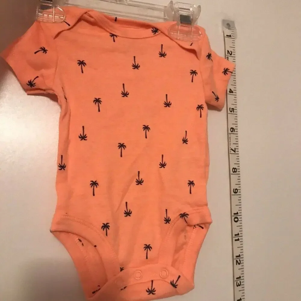 NWT Carters Newborn Baby Girl Coral Palm Tree Snap Button One piece baby Cotton